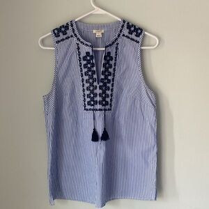J. Crew Blue and White Striped Blouse
